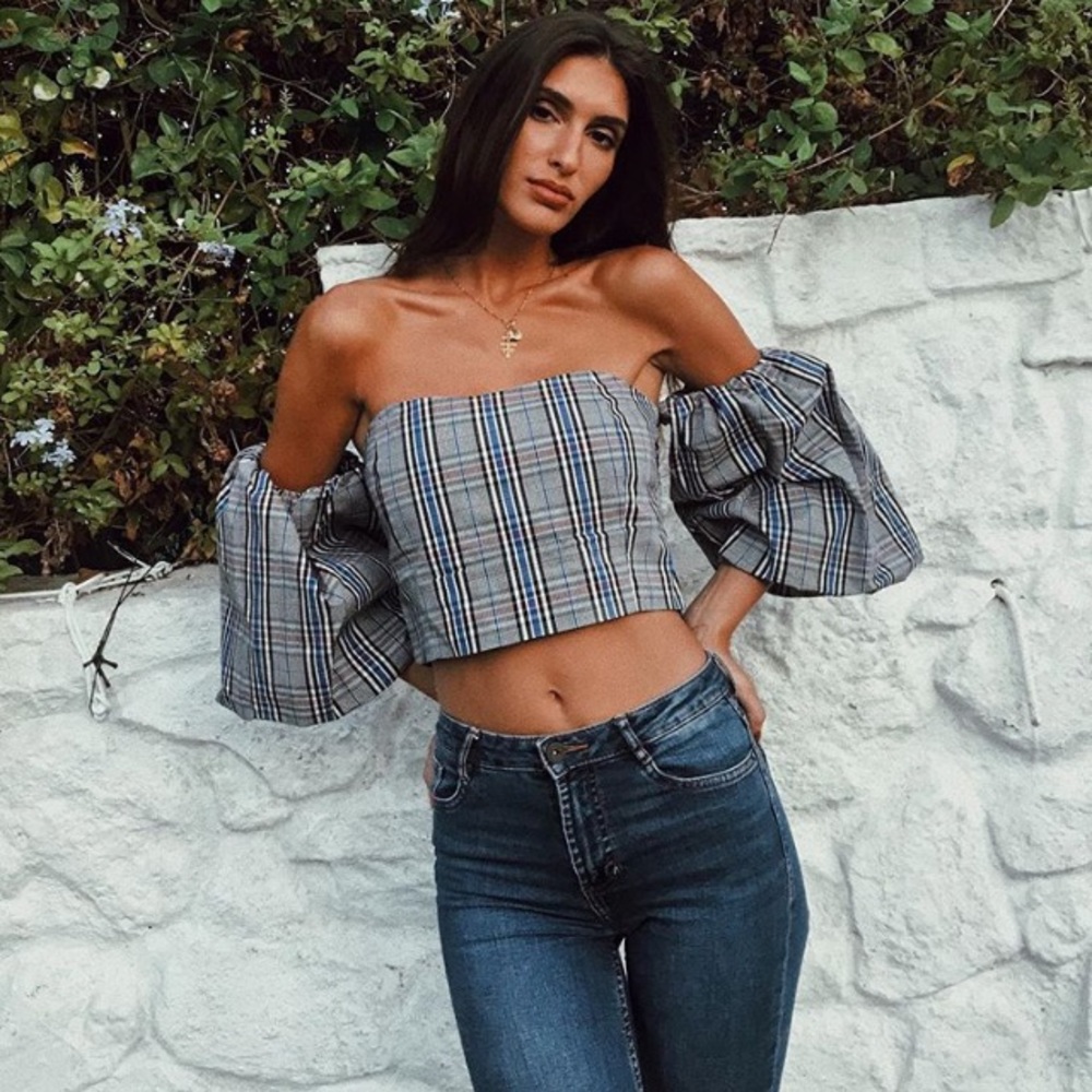NWT Zara Check Crop Top